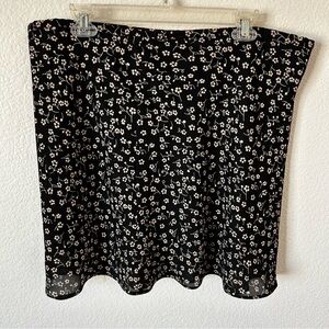 Vintage Studio Black Floral Flowy Midi Skirt
